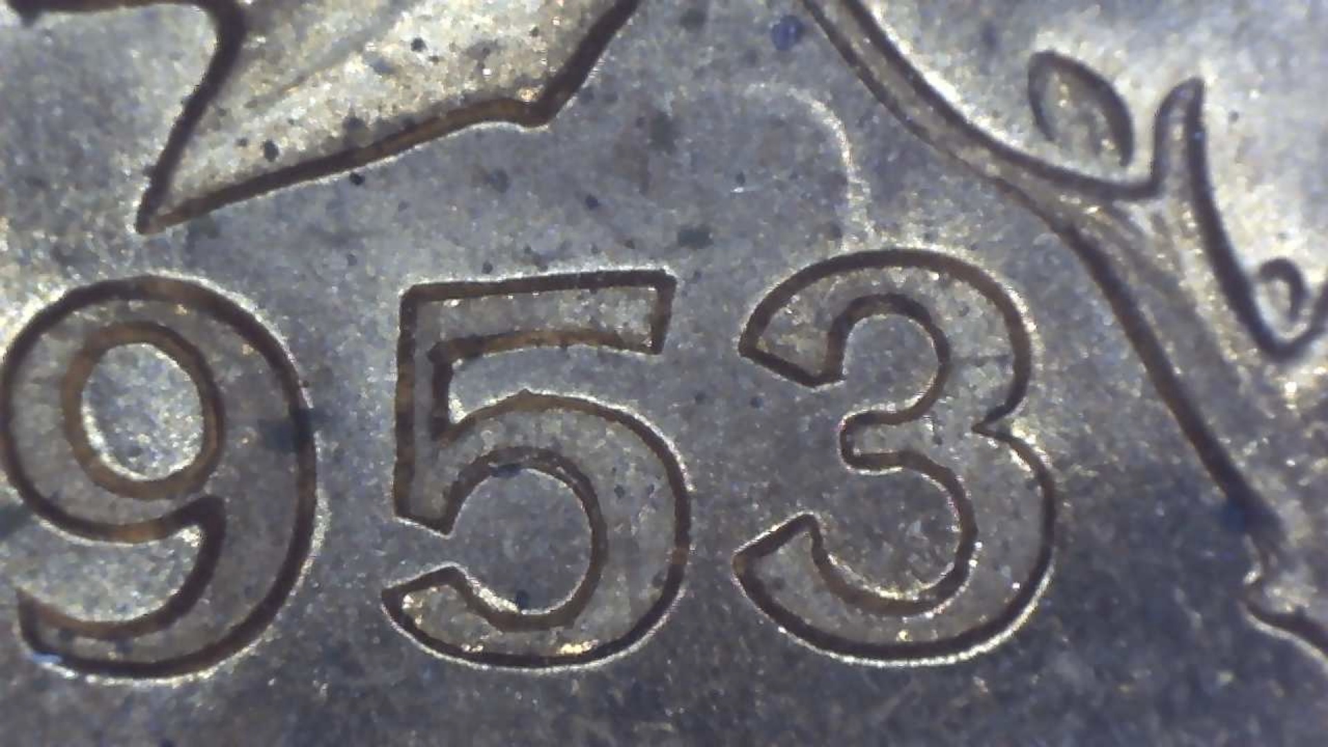 1953 Canadian one-cent Hanging 3 variety, CoinData specimen