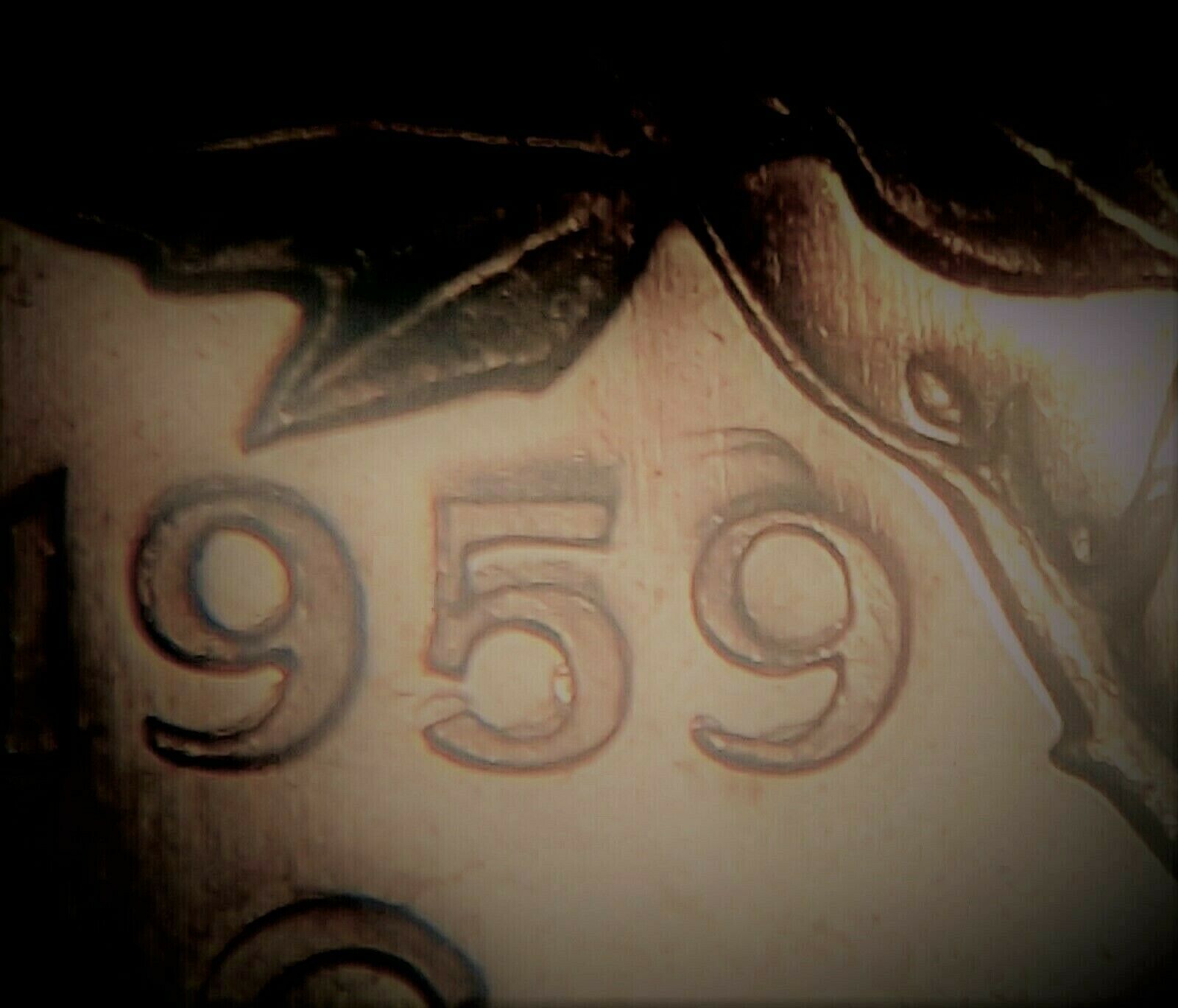 1959 Canadian one-cent Hanging 9 variety, CoinData specimen