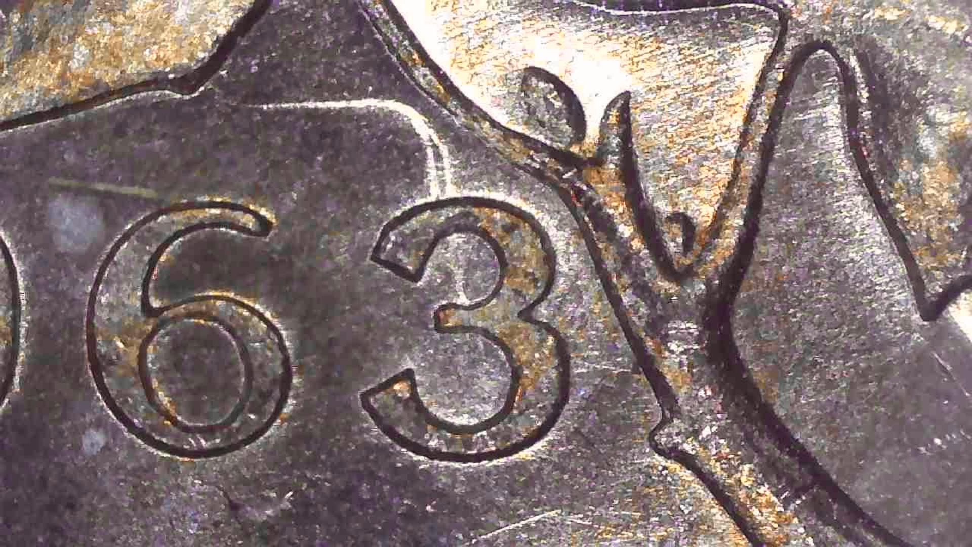 1963 Canadian cent double Hanging 3