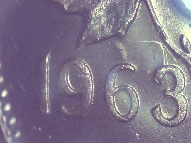 1963 Canadian cent multiple Hanging 3